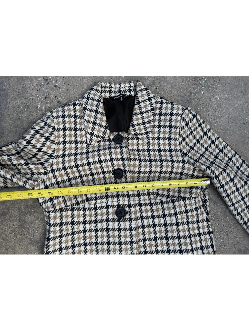 Briggs New York Wool Houndstooth Three Button Blazer Jacket Womens 12